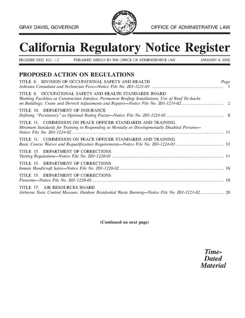California Regulatory Notice Register